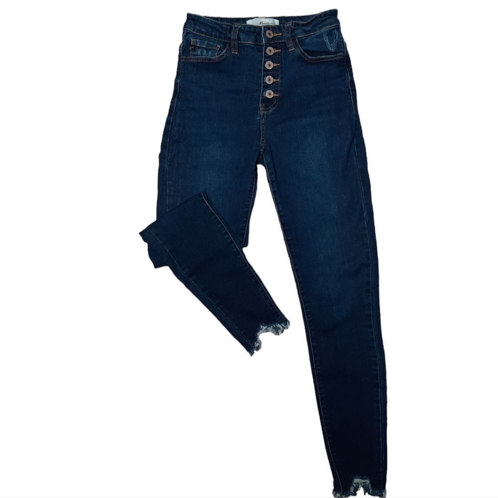 KanCan Greyson Button-fly Raw Hem Skinny Ankle Blue Jean SZ 3/25